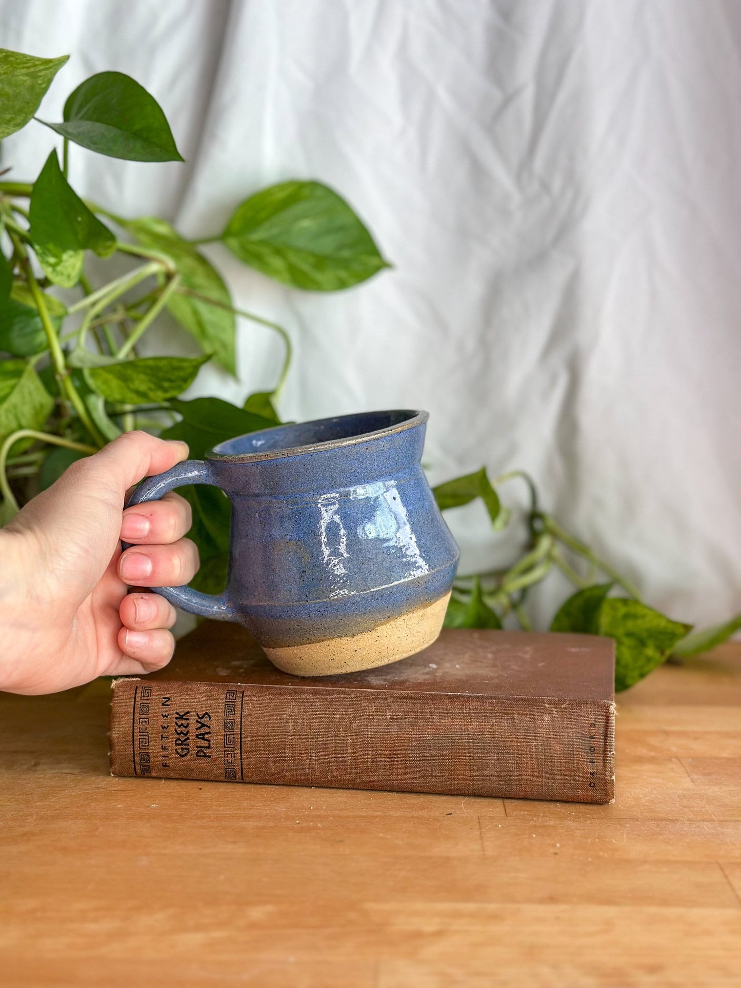 natural pottery blue mug