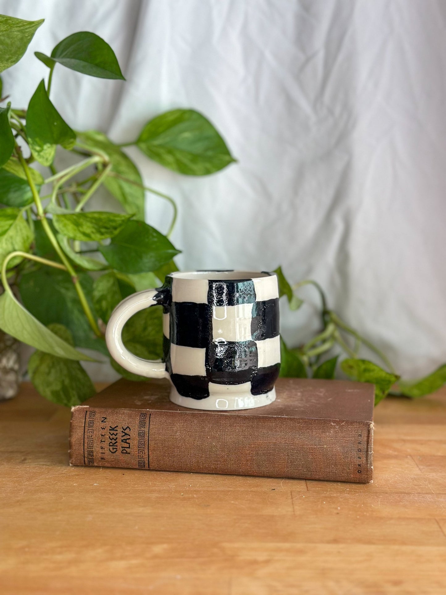 mug with a checkered pattern