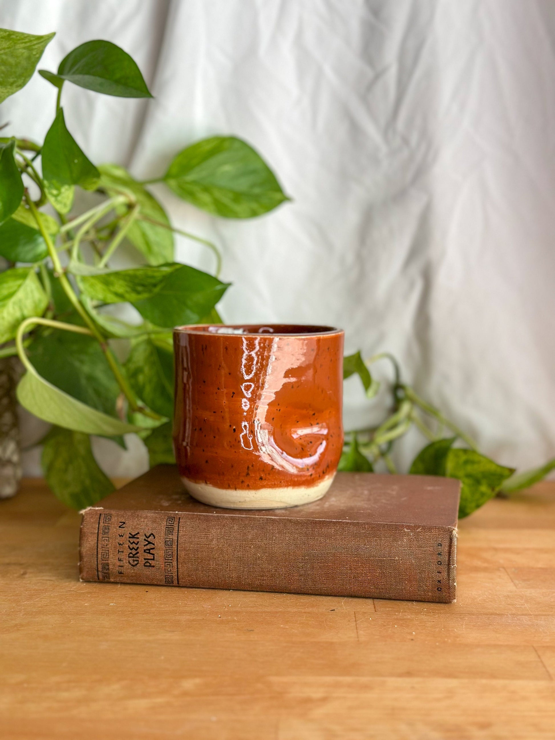 maroon red and white mug