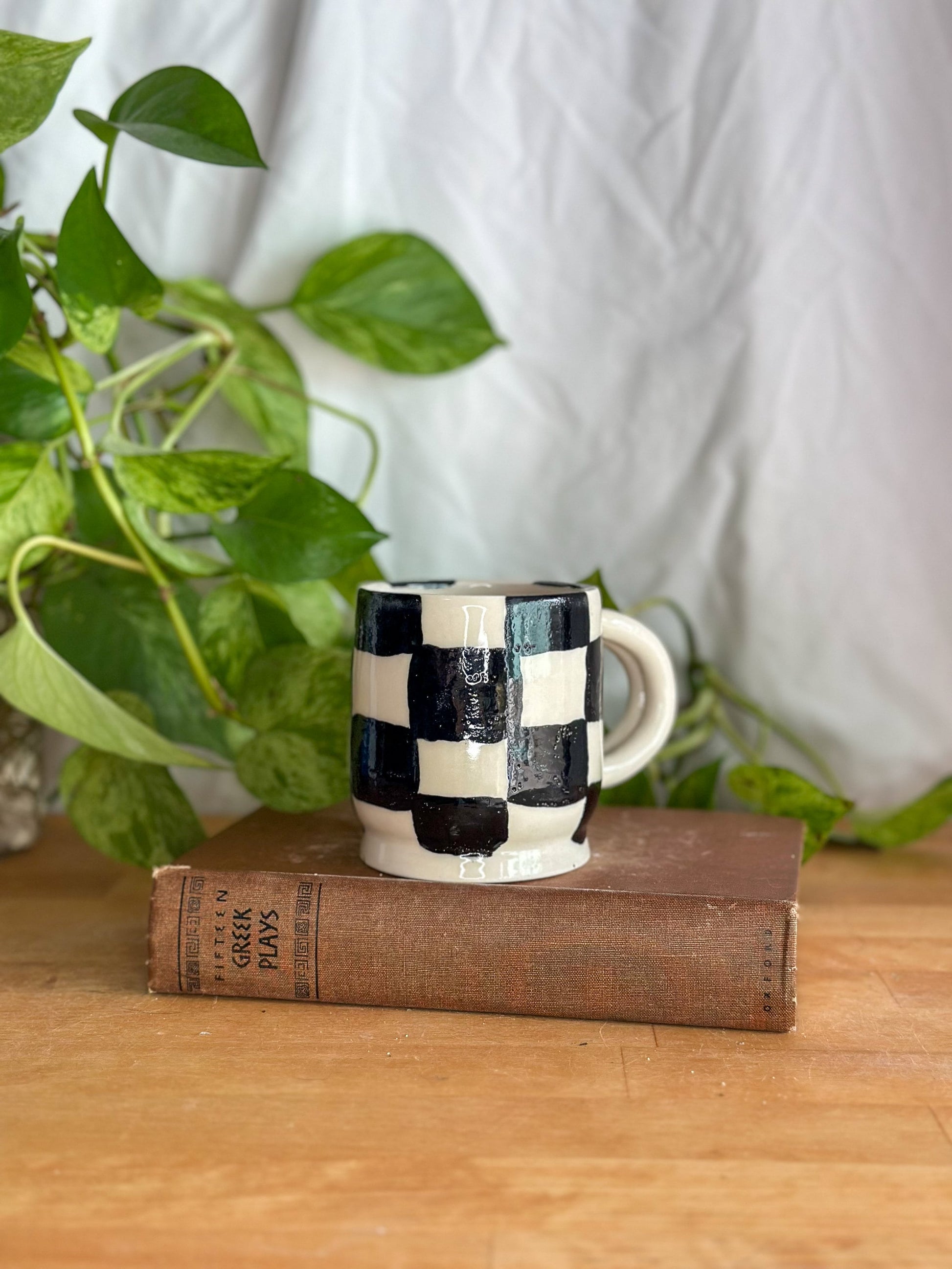 black and white mug