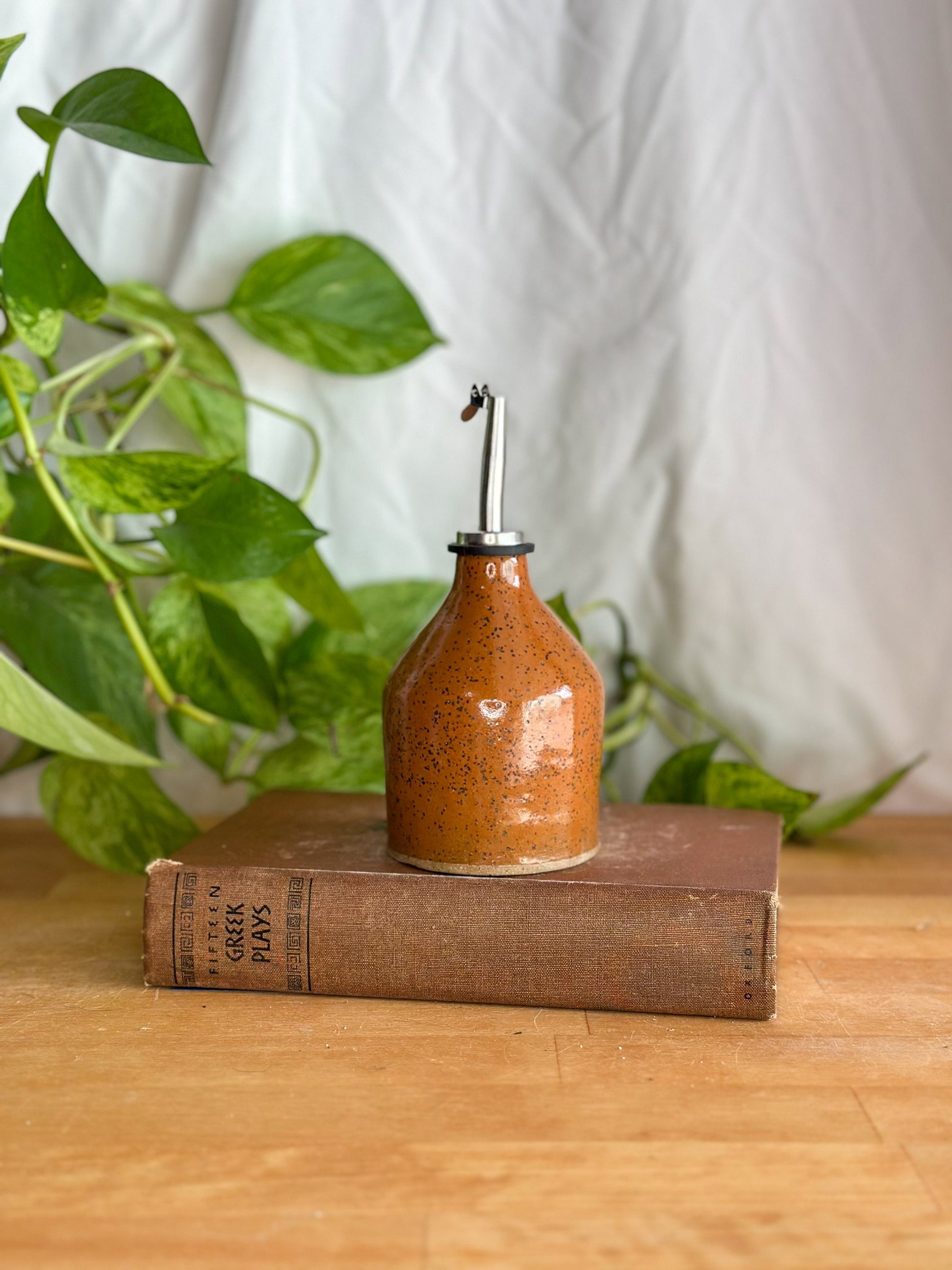 ceramic oil bottle red pottery olive oil bottle