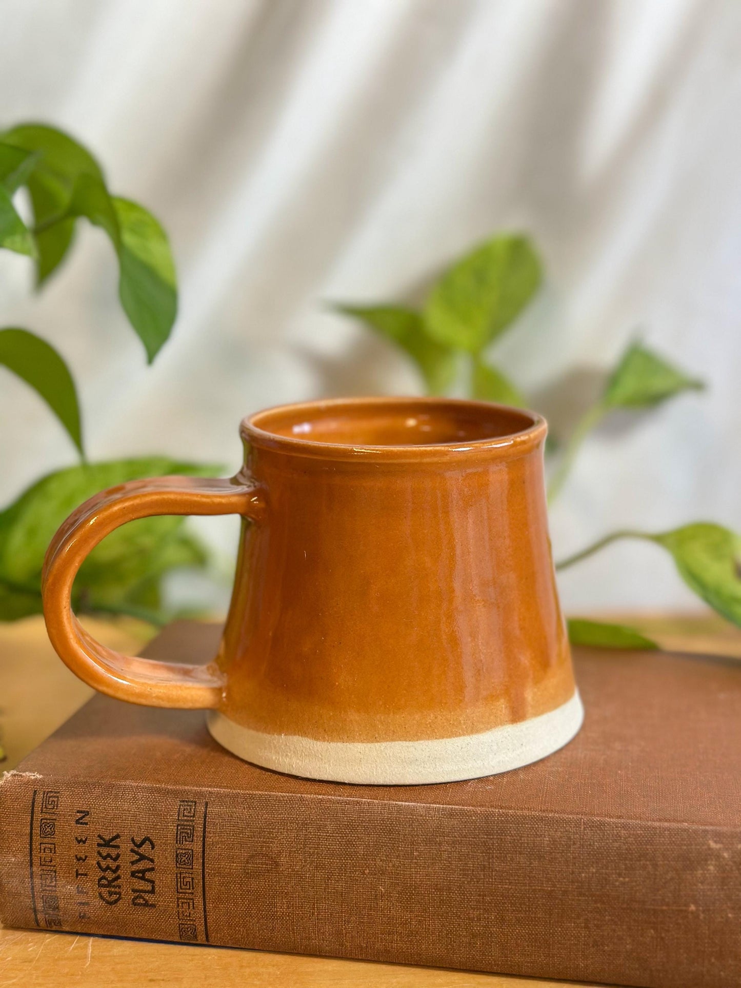 wide bottom cinnamon ceramic mug