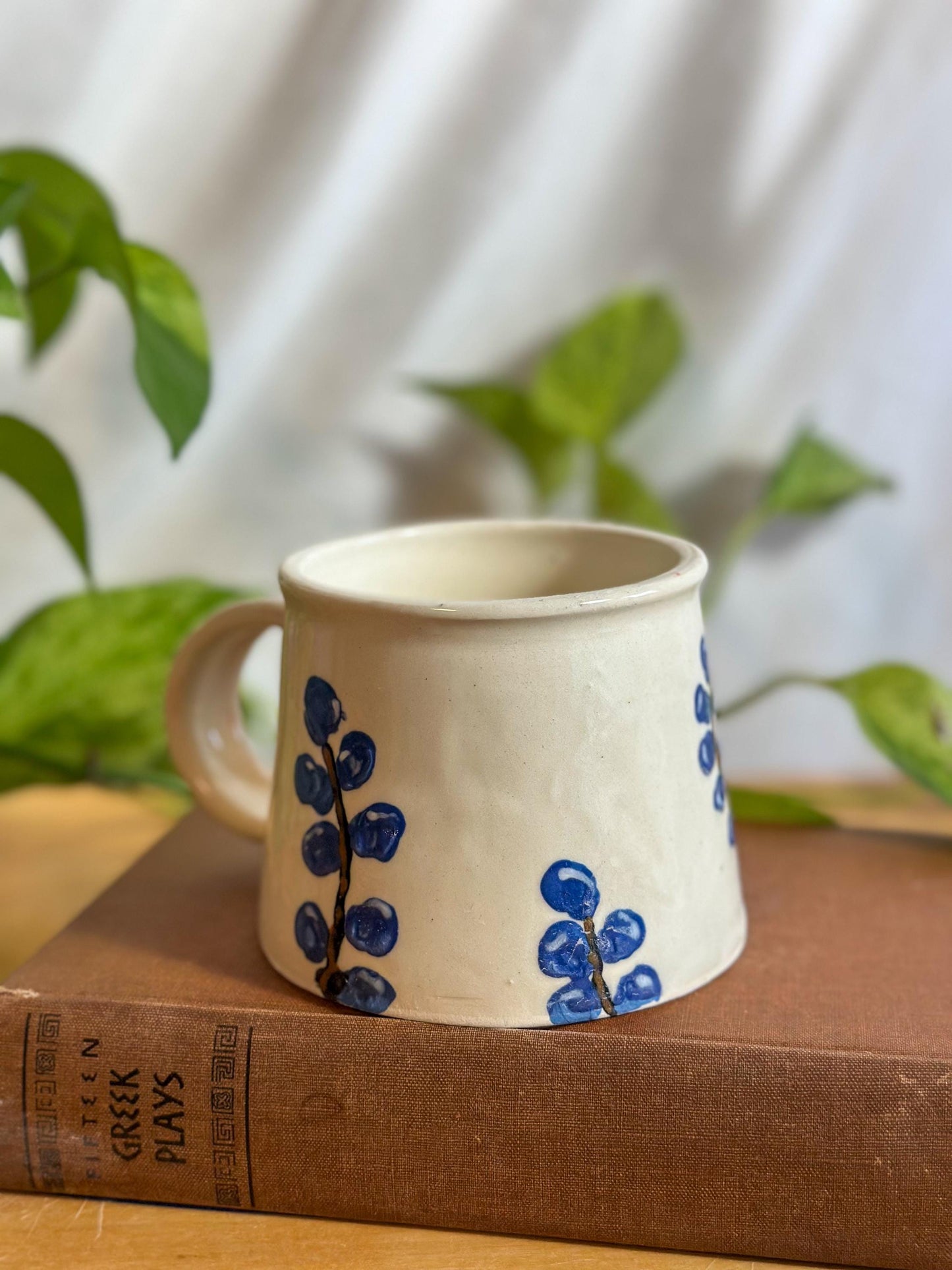 blue blossom glossy latte mug