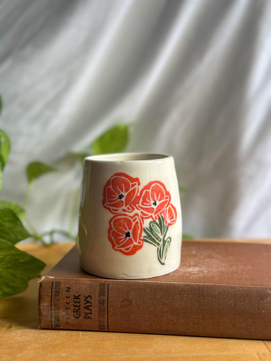 palestine poppy flower ceramic thumb indent mug