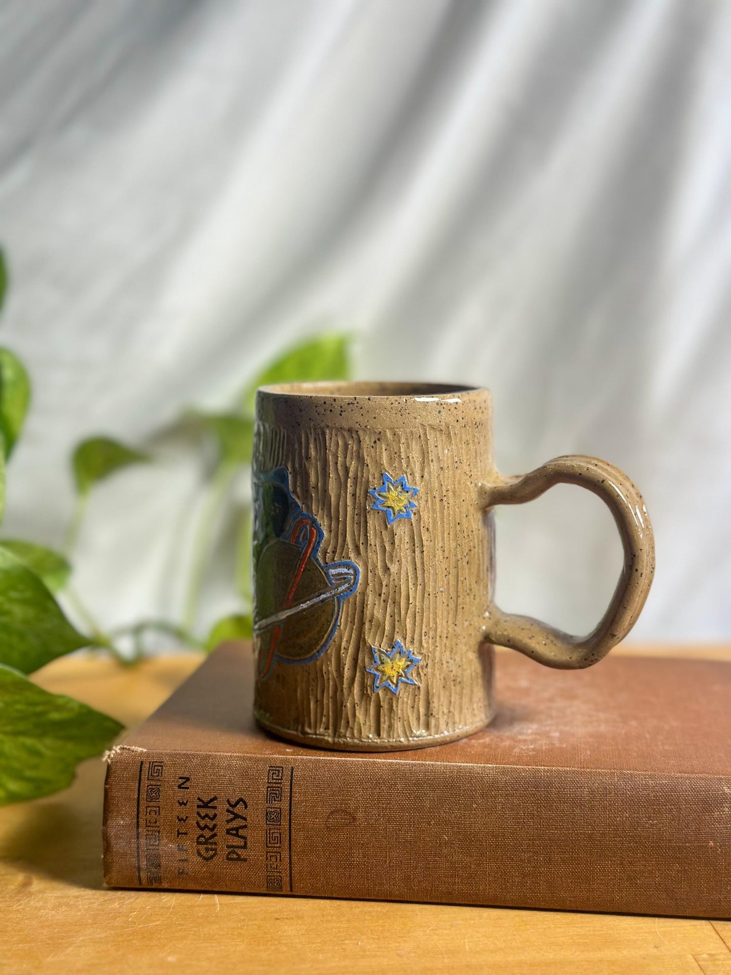 planet moon rock ceramic latte mug