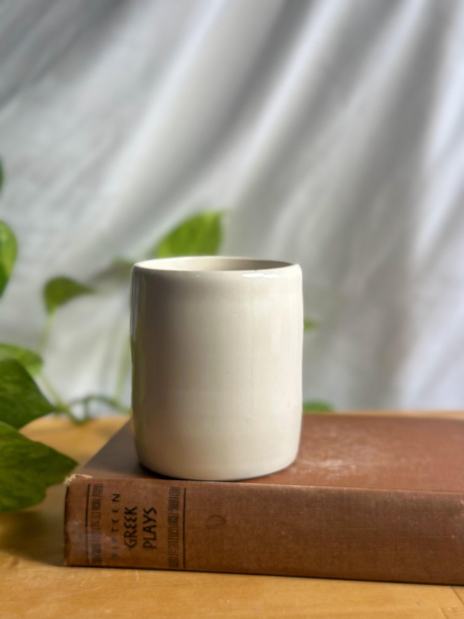 pale poppy flower ceramic tumbler mug cup