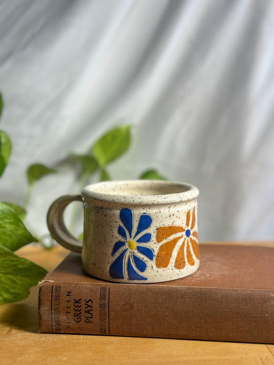 retro flower ceramic camping mug