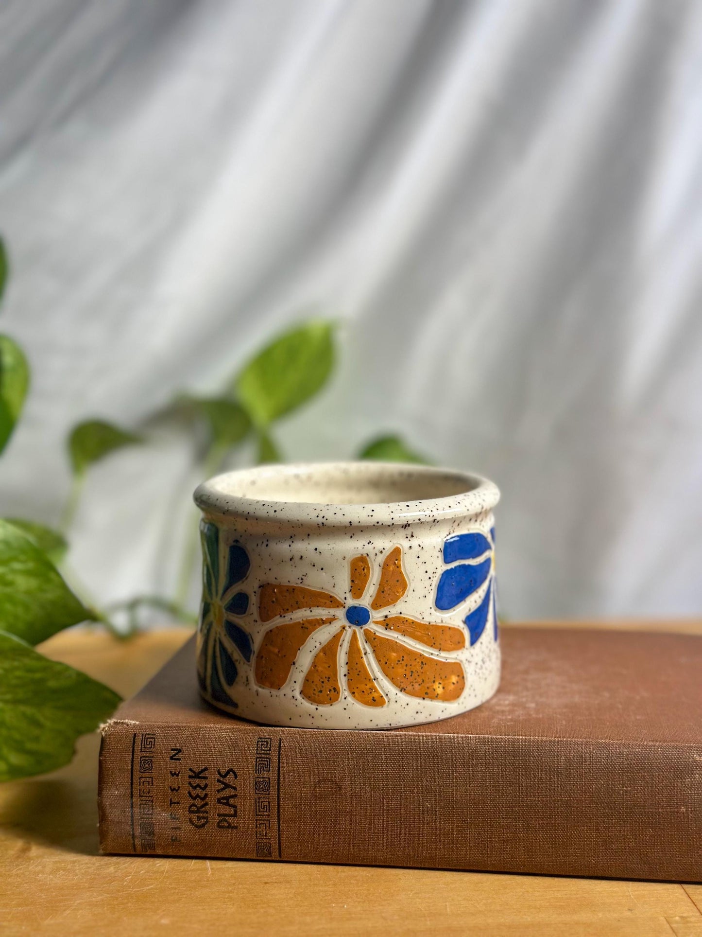 retro flower ceramic camping mug