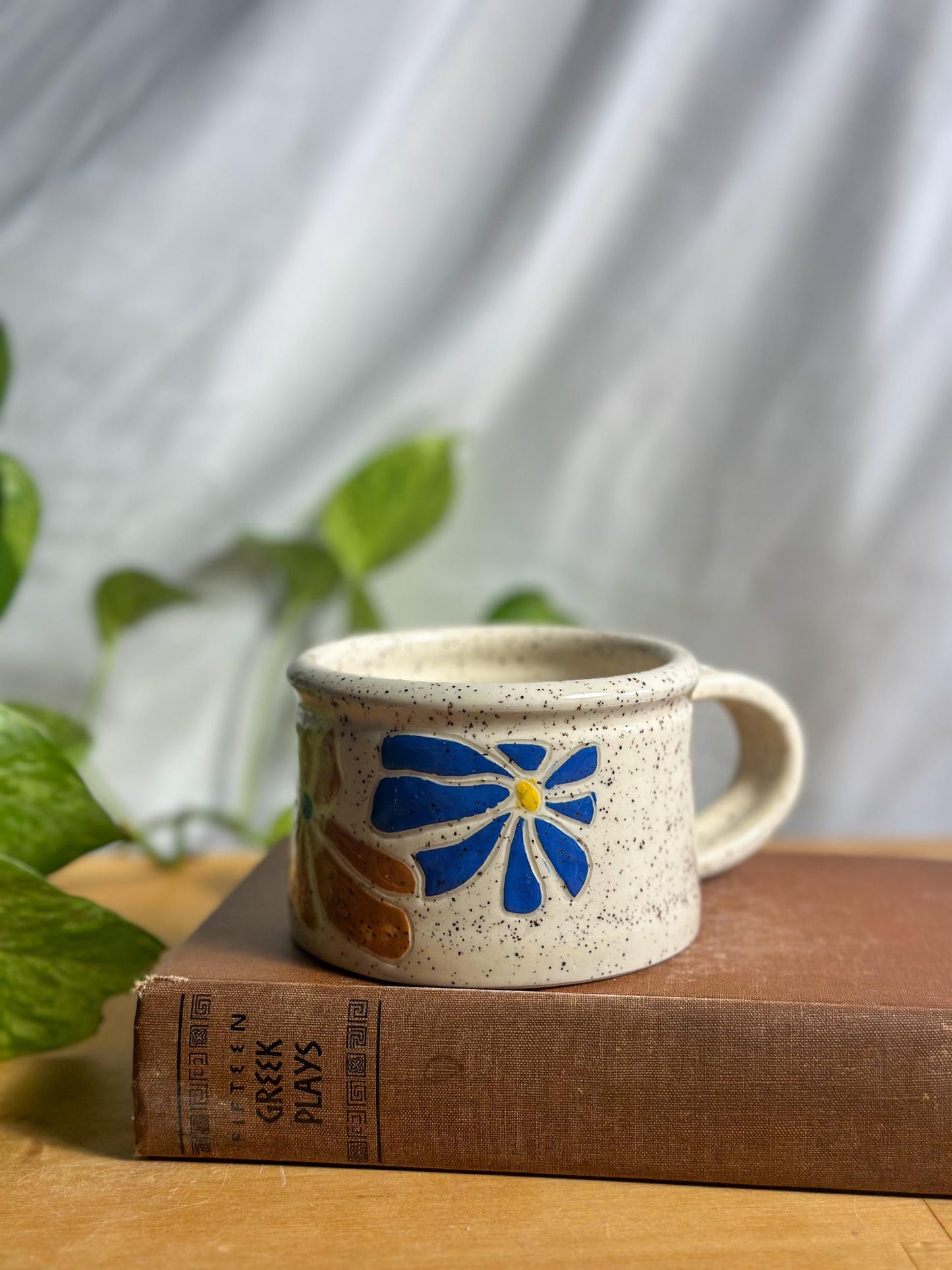 retro flower ceramic camping mug