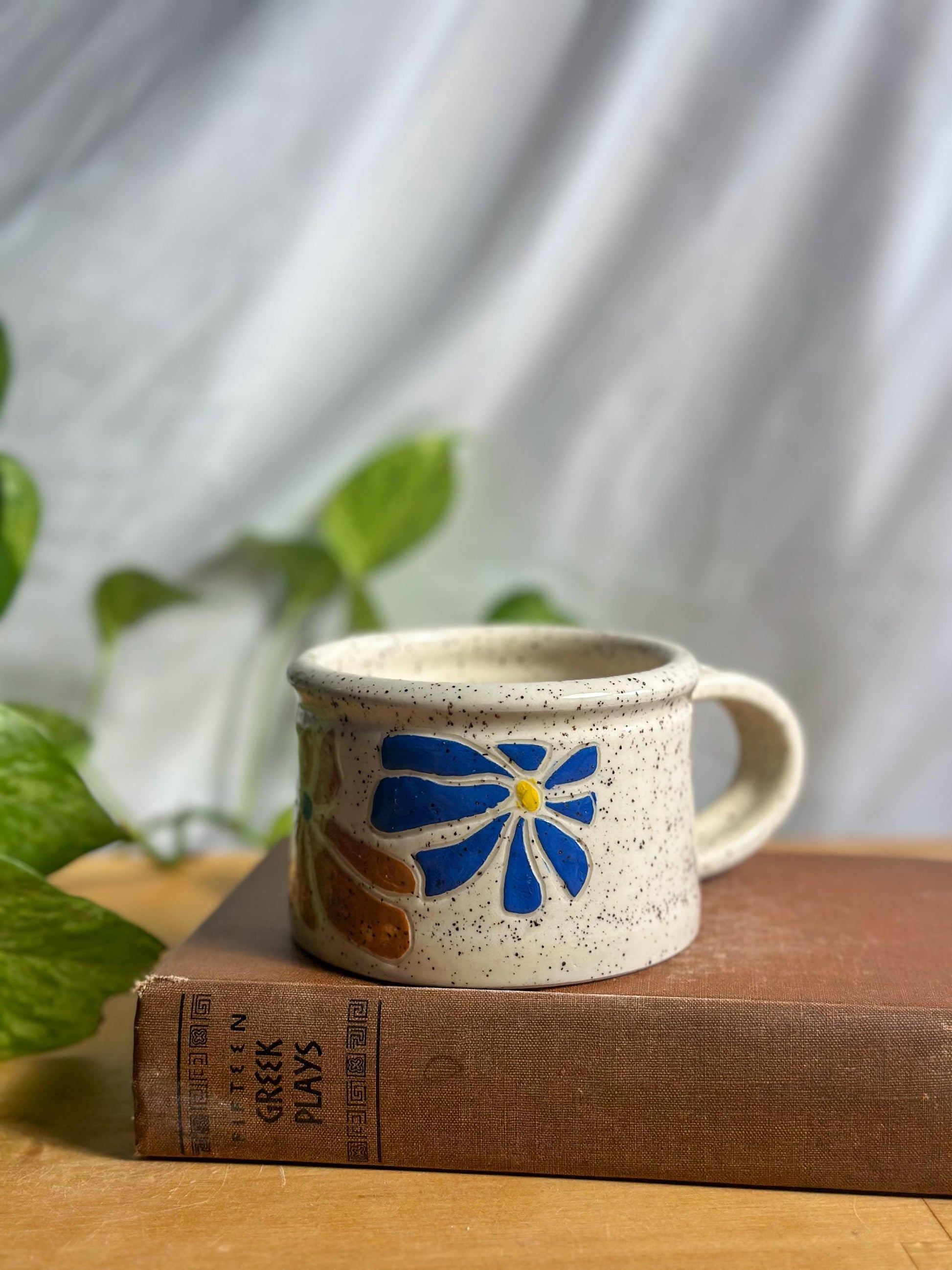 retro flower ceramic camping mug