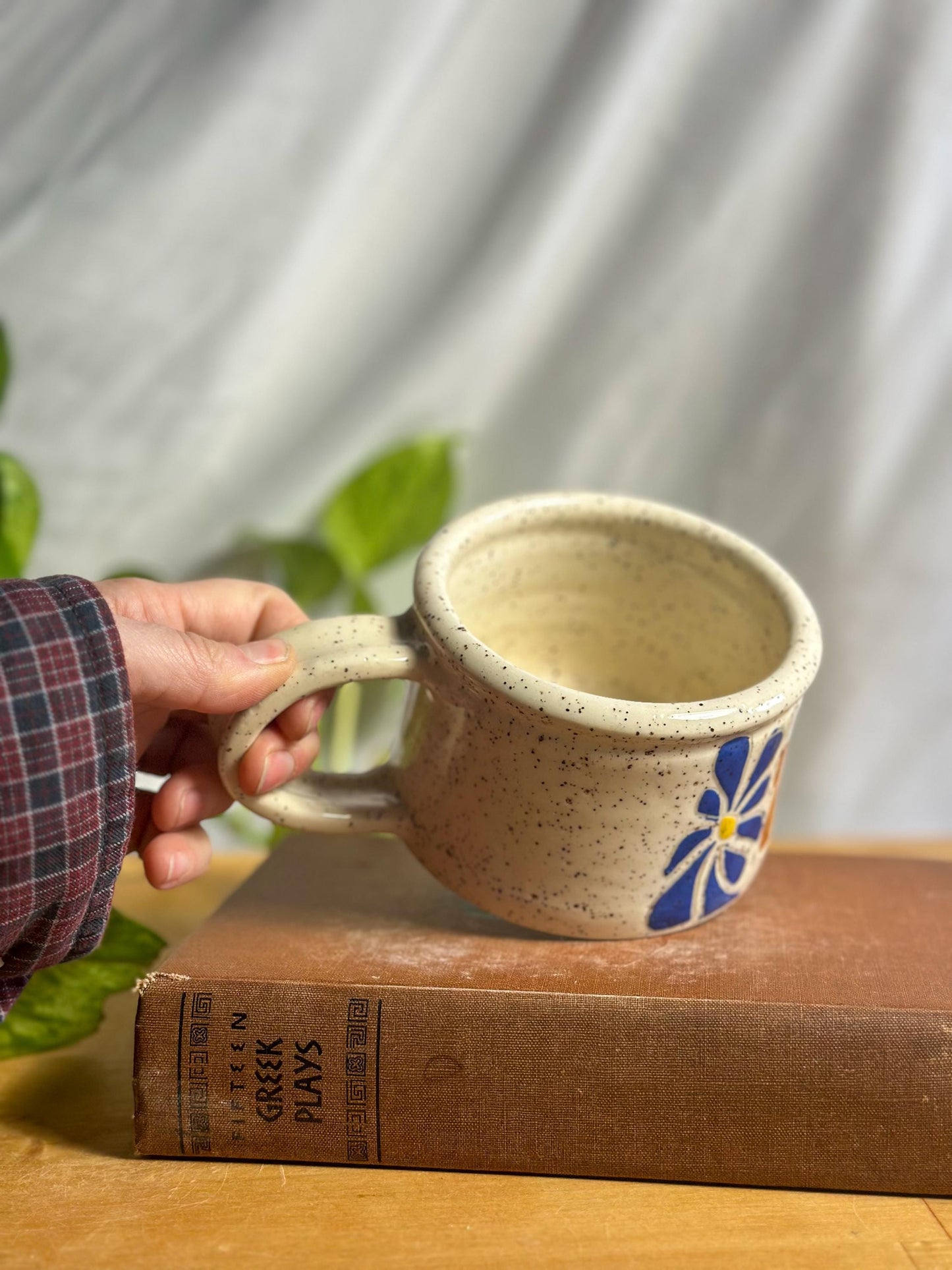 retro flower ceramic camping mug