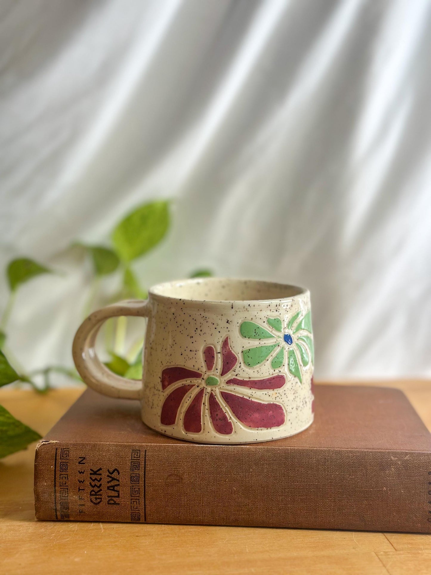 retro flower ceramic camping mug