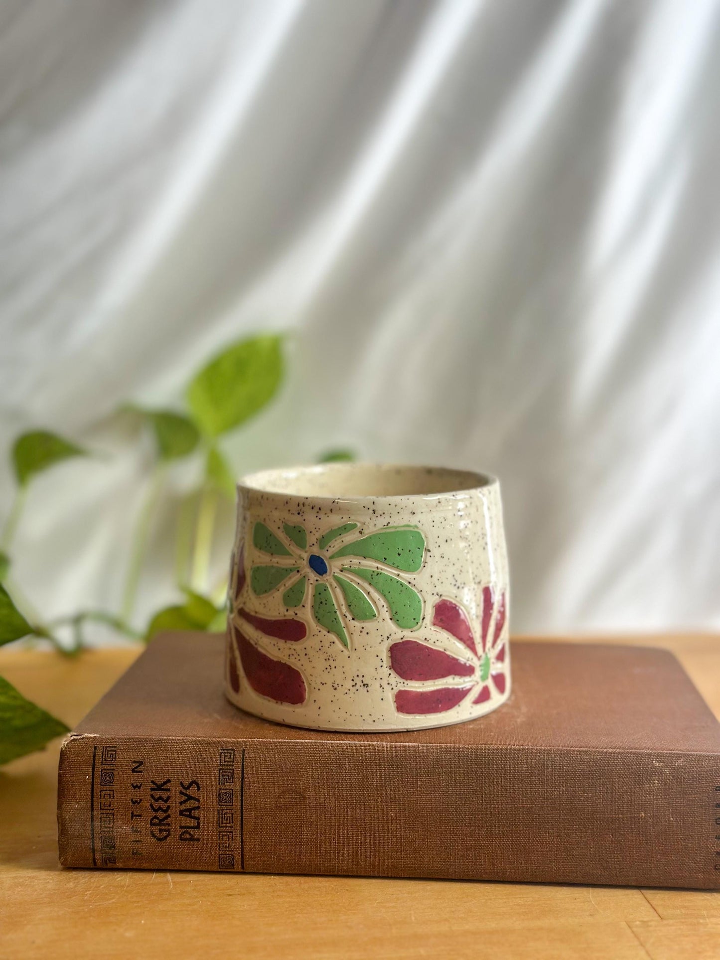 retro flower ceramic camping mug