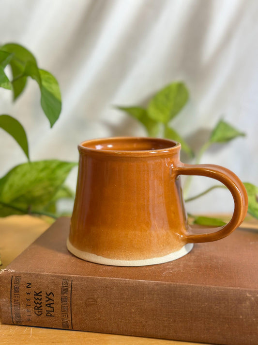 wide bottom cinnamon ceramic mug