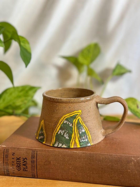 carved snake plant modern camping latte mug