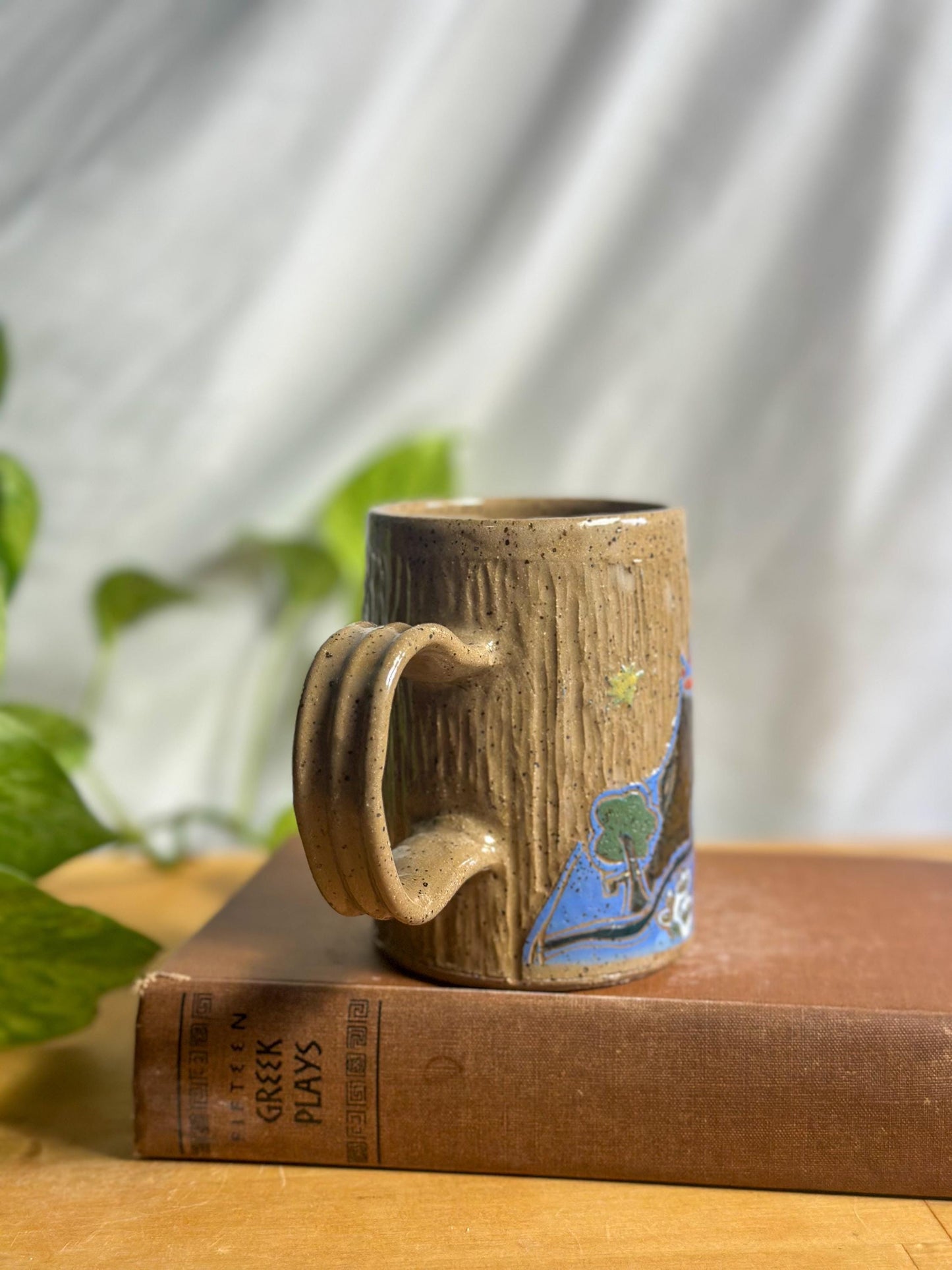 planet moon rock ceramic latte mug