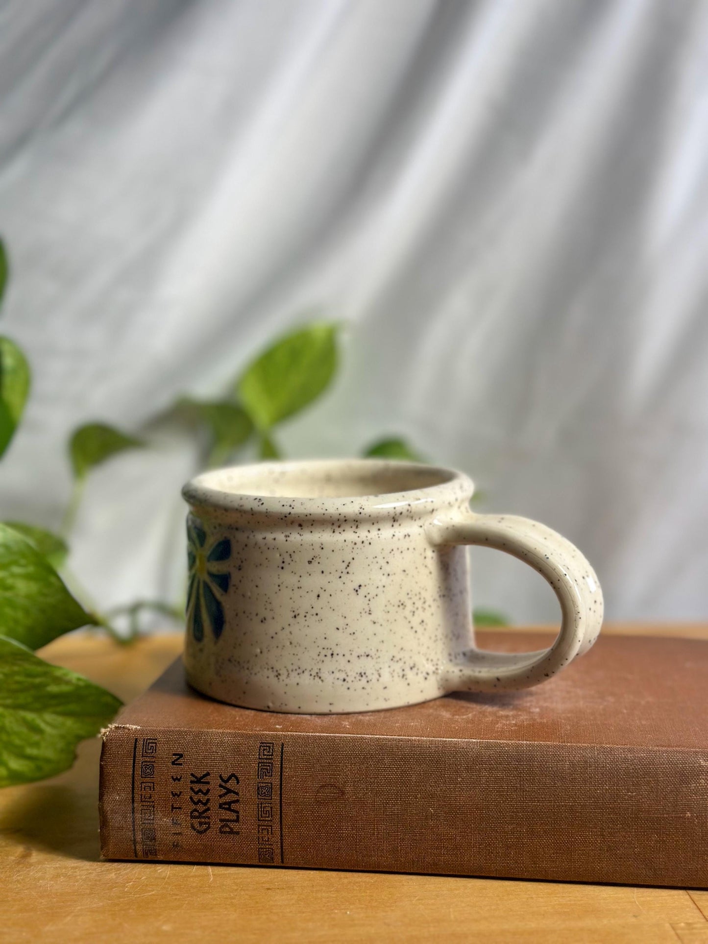 retro flower ceramic camping mug