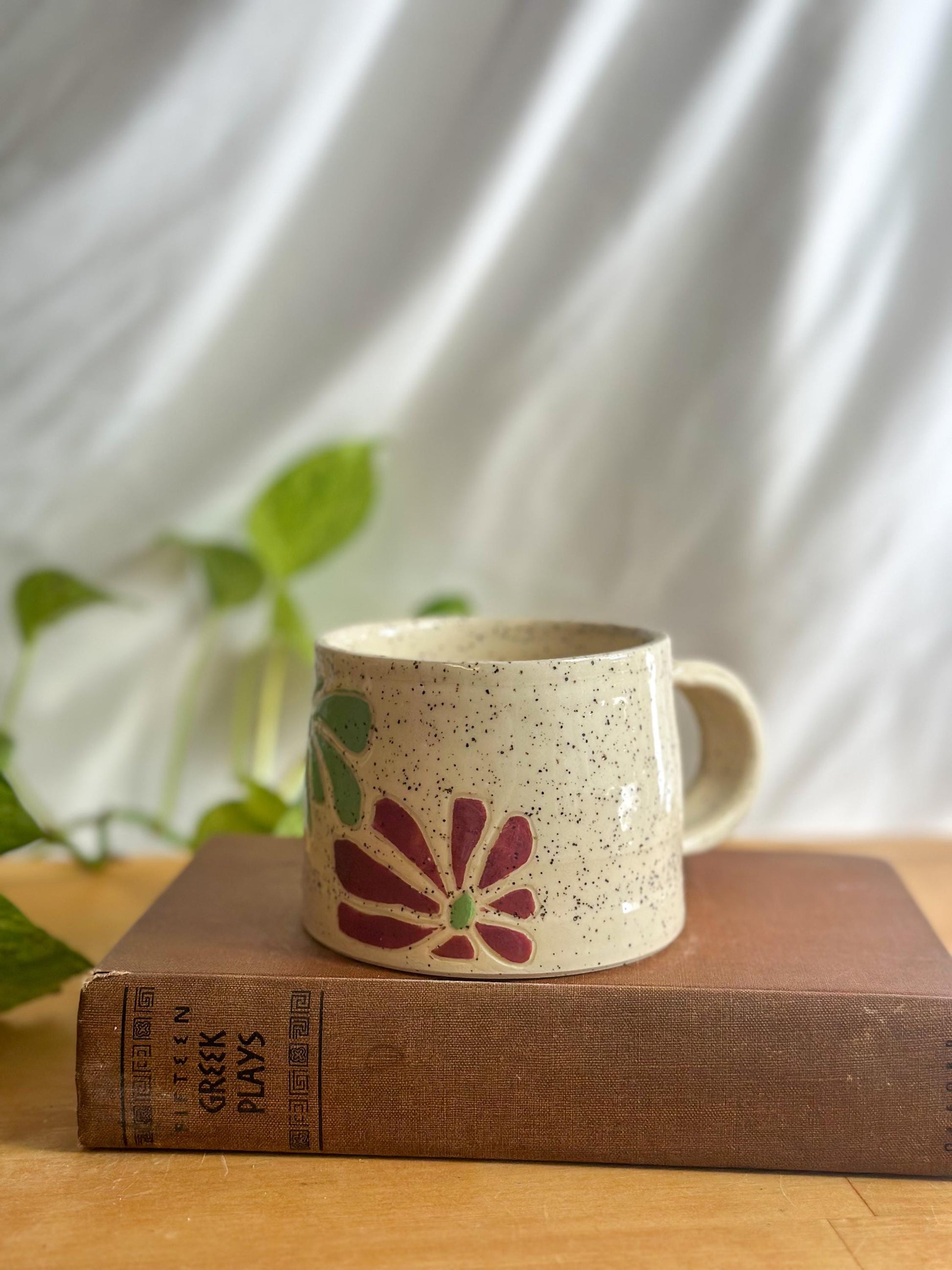 retro flower ceramic camping mug