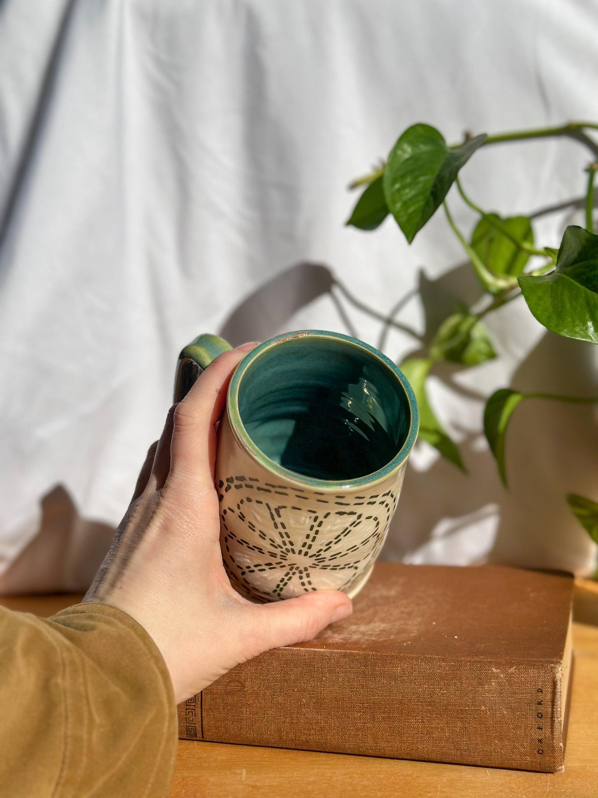 embroidered craft tankard