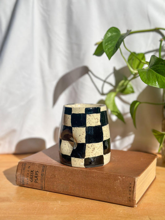 speckled checkered cup