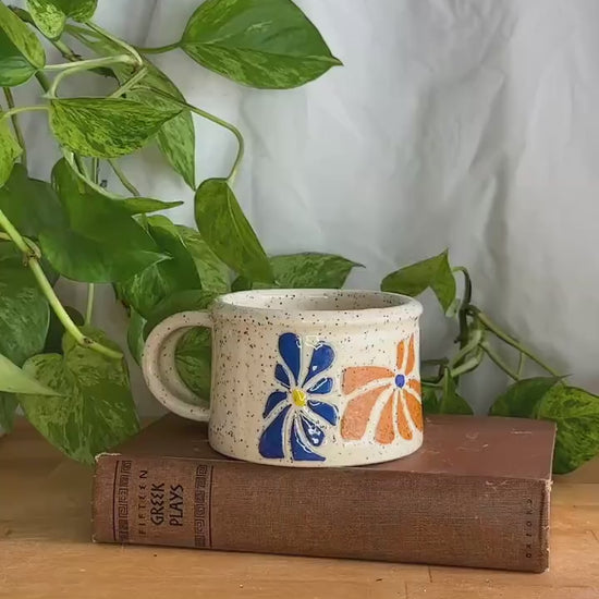 retro flower ceramic camping mug