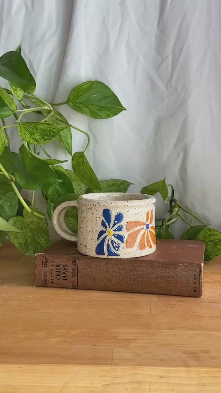 retro flower ceramic camping mug