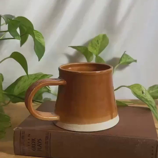 wide bottom cinnamon ceramic mug