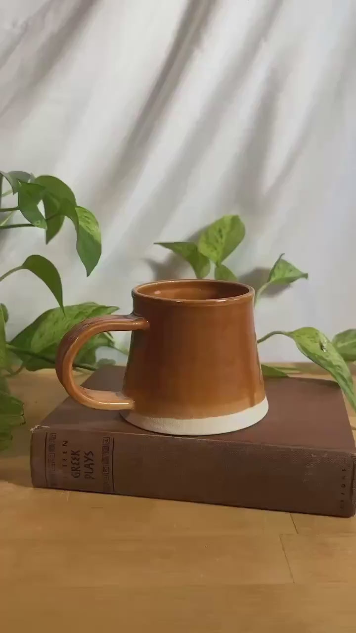 wide bottom cinnamon ceramic mug