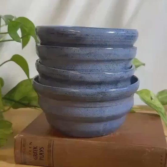 blue speckled soup bowls